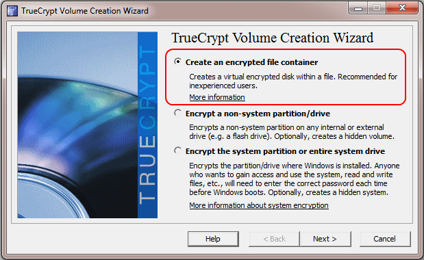 Create an encrypted file container