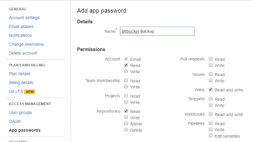 app password settings